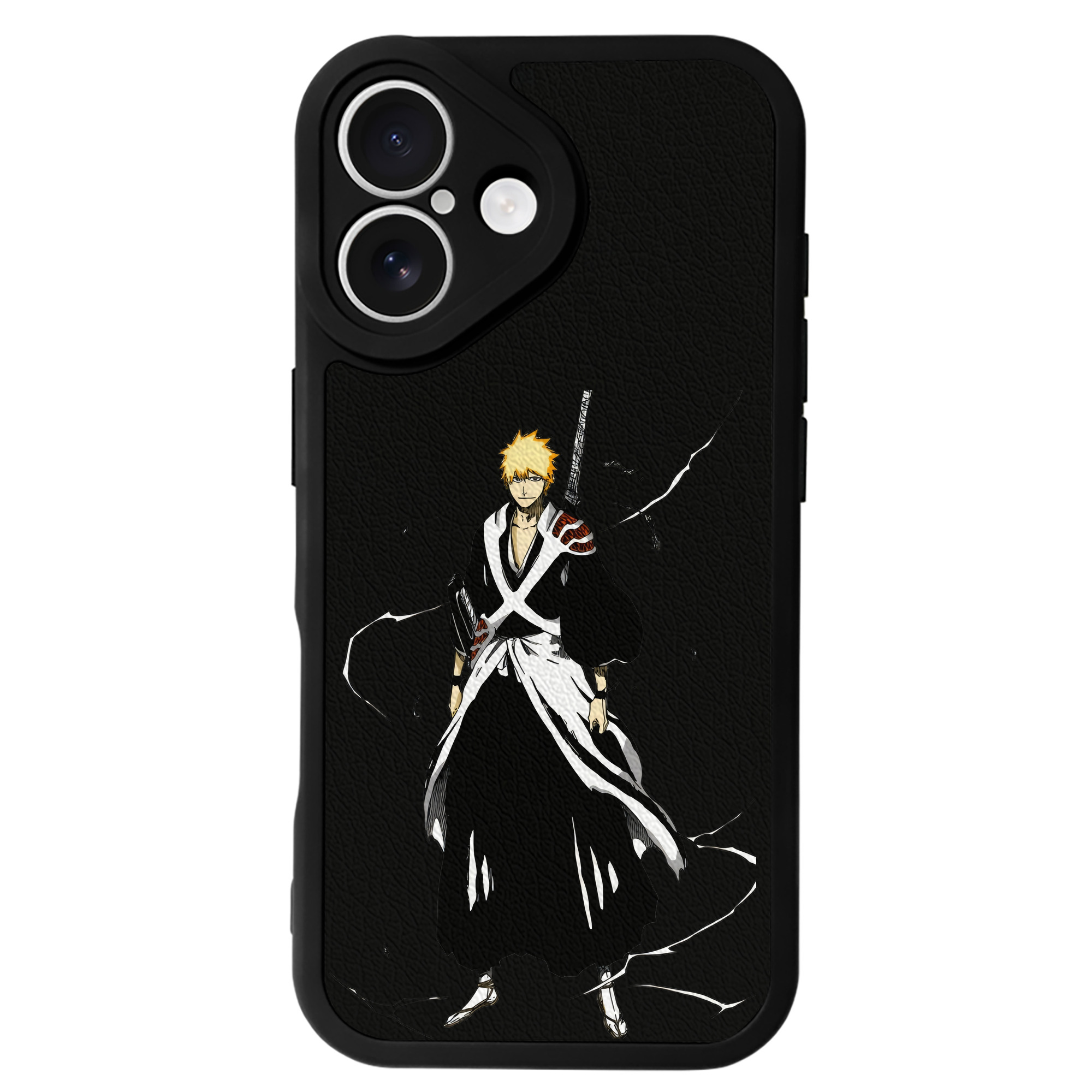 （画像用） ブリーチ 黒崎一護（くろさき いちご）BLEACH Kurosaki Ichigo 【iPhone 16シリーズ対応】シリコンスマホケース（レザー調） 材質：シリコン